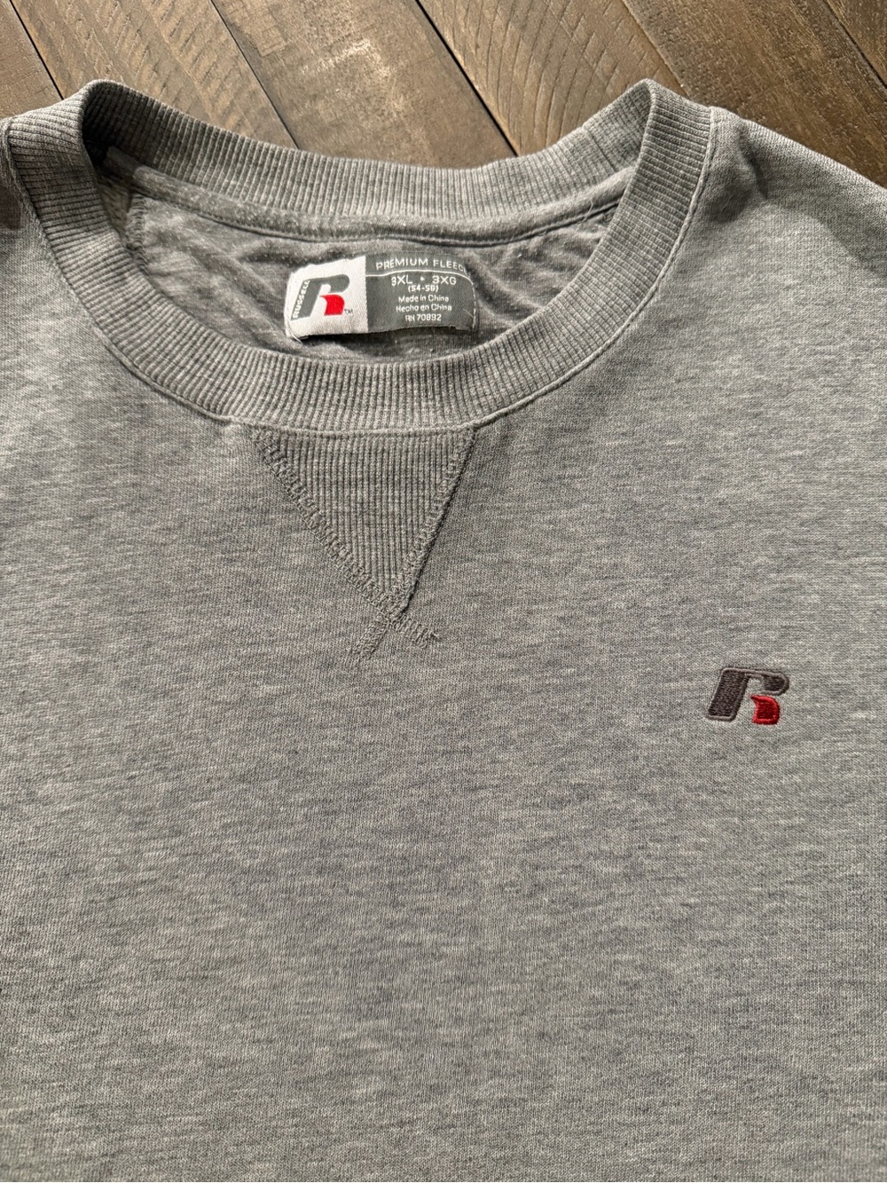 Russell Athletic Gray Crewneck Sweatshirt with Embroidered Logo